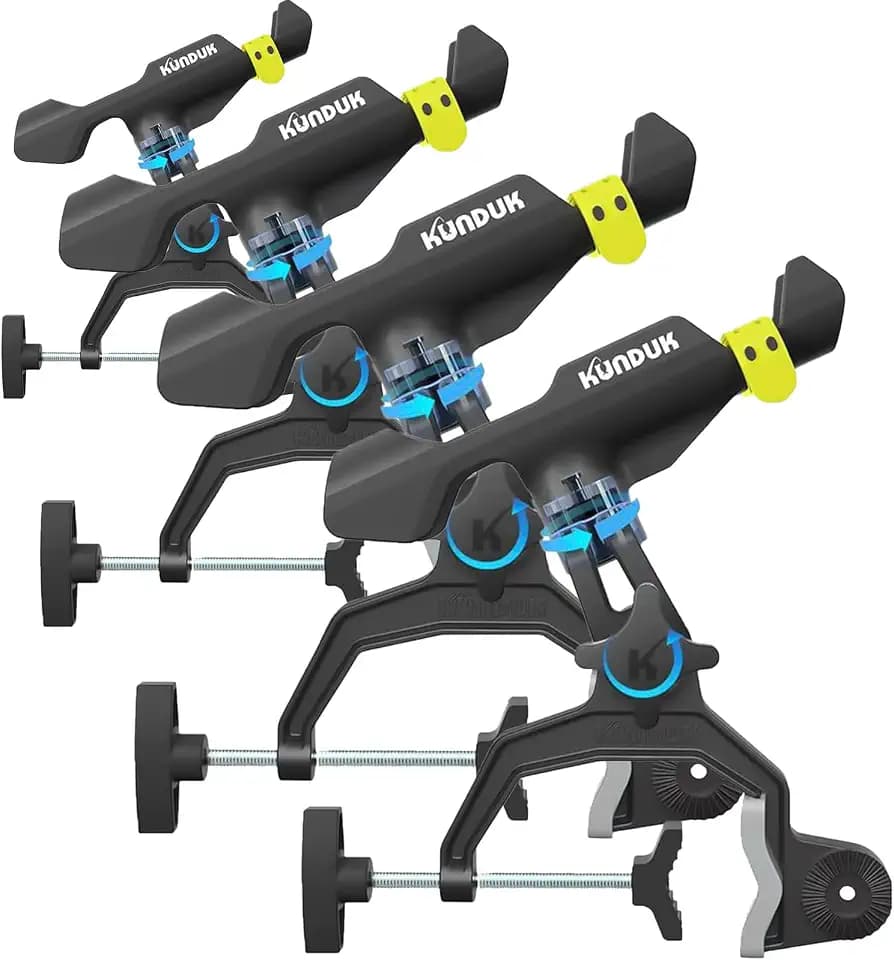 Upgraded Fishing Rod Holder with Button-Lock 360° Dual Rotation,Universal Silicone Strap & Enlarged V-Clamp Fits Round/Square Tubes,Secure Adjustable Boat Fishing Gear for All Rod
