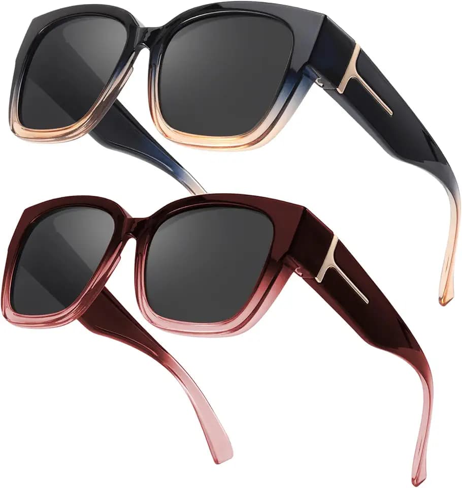 Myiaur 2 Pack Überzieh Sonnenbrille Damen Polarisierte UV400 Schutz
