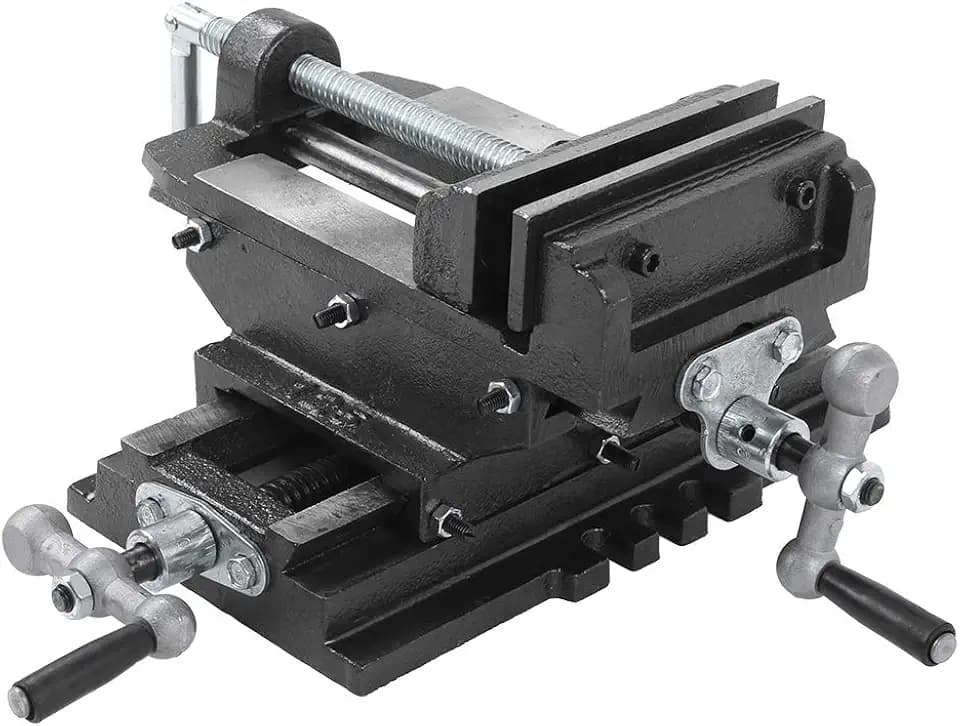 Maschinenschraubstock Bohrmaschinen Schraubstock 2-Achsen 127mm (5 Zoll) Schraubstock für Kreuztisch Frästisch oder Werkbank Seitlich oder in Längsrichtung bewegen Kreuztisch Frästisch