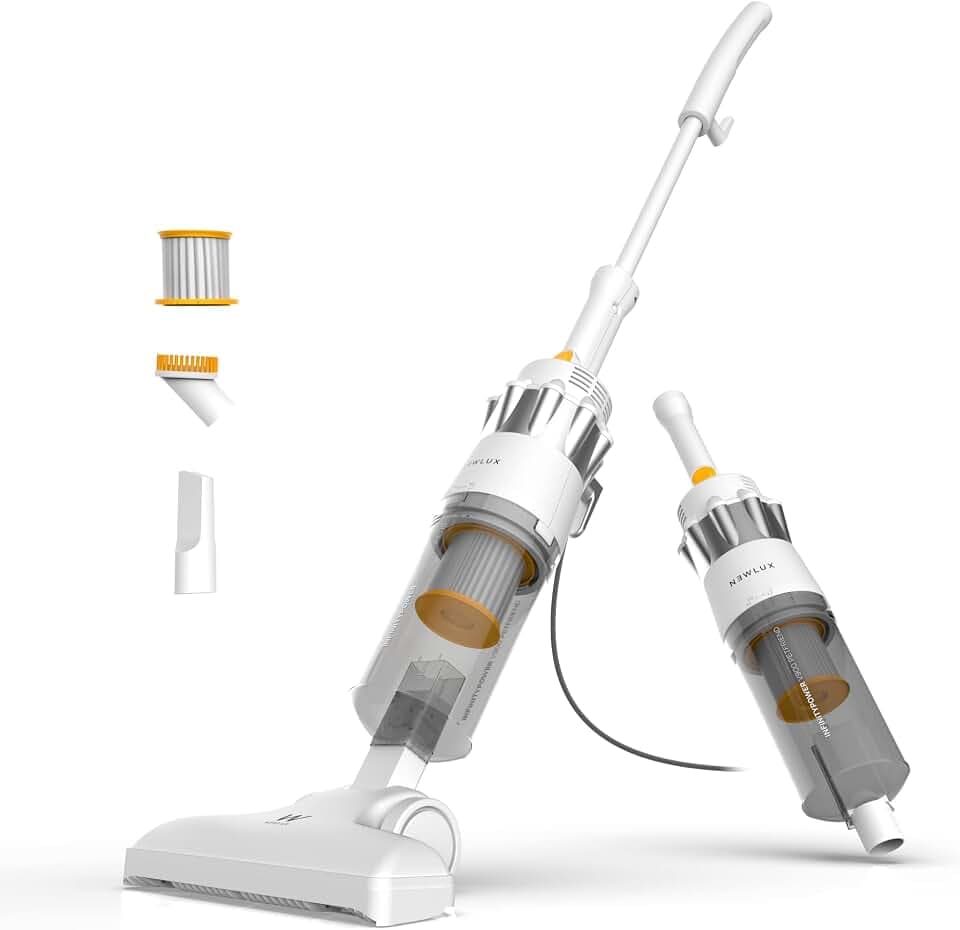 Newlux - Staubsauger mit 2in1 V900 Kabel, vertikal und handlich, 800 W, 2 Liter Tank, 16,5 Kpa, Triple Sist, Filterung (F.HEPA) und Zyklontechnologie | 5 m Aktion | Energieeffizienz A (weiß)