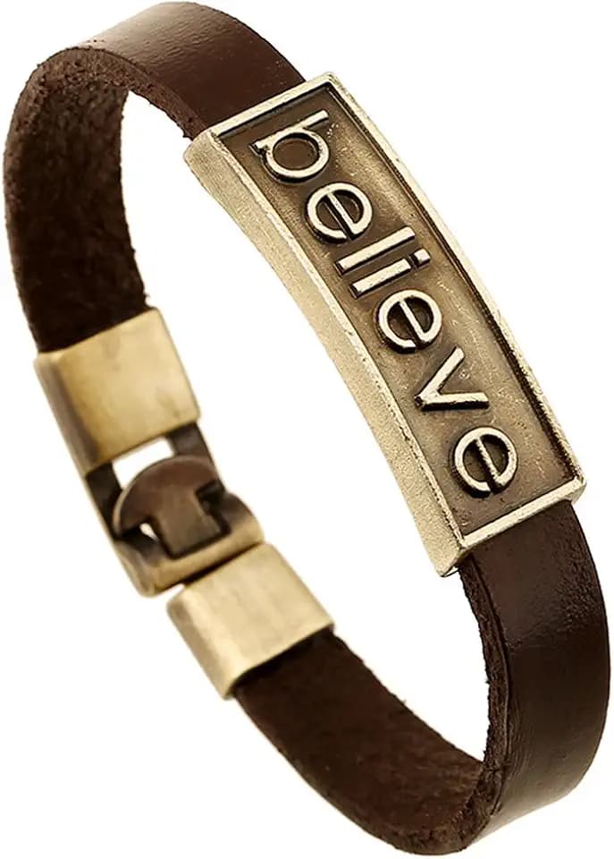 Men Punk Alloy Leather Bracelet Cross Bracelet Bangle Wristband