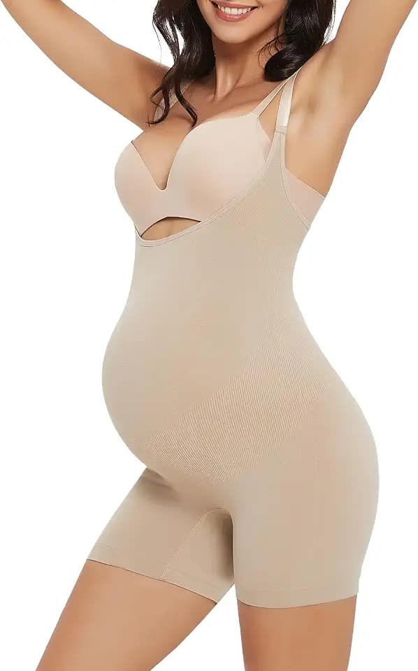 Damen Umstandsbody Schwangerschaft Shapewear Shorts Bustless Sleeveless Tank Top Bauch Unterstützung Rib Strampler Jumpsuit