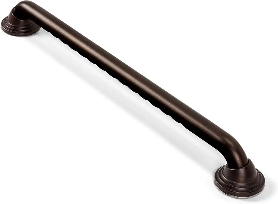 Seachrome 24 inch Finger Grip Grab Bar for Bathroom, Curl Grip, ADA Safety Grip Assist Shower Rail for Elderly and Seniors, Stainless Steel, Oil Rubbed Bronze