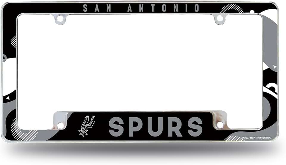 Rico Industries NBA Basketball San Antonio Spurs Wave 12" x 6" Chrome All Over Automotive License Plate Frame