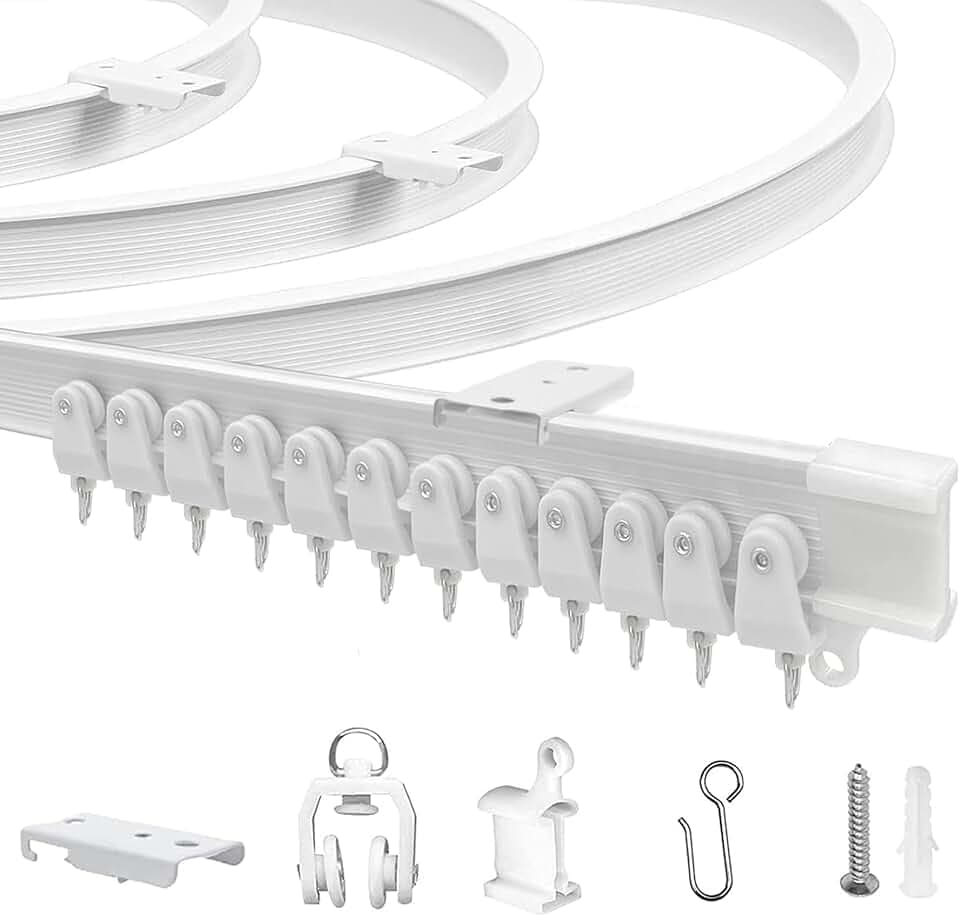 Flexible Vorhangschiene für Deckenmontage, 3 m, Weiß | PVC, Edelstahl & Metall, Leichtgängige Führung, für Erkerfenster, Raumteiler, Duschvorhänge & Wohnmobile