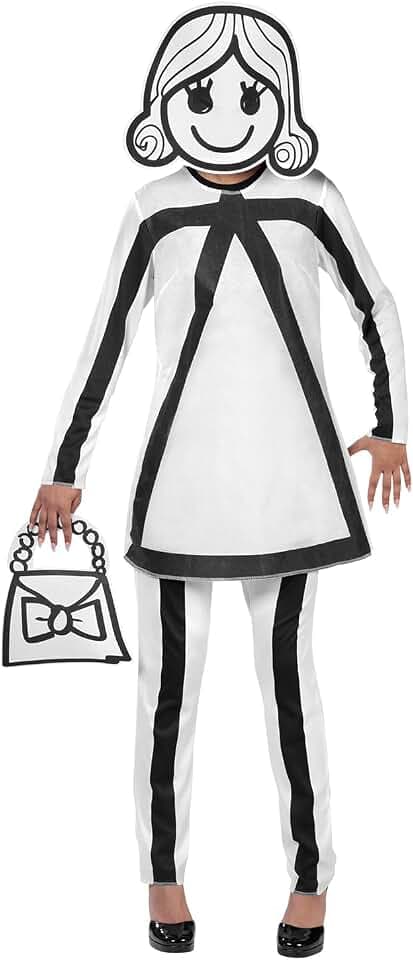 Riethmüller Damen-Kostüm Strichmännchen - Karneval Kostüm & Faschingskostüm für Erwachsene - Verkleidung & Karnevalskostüm