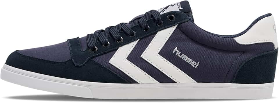 hummel Slimmer Stadil Low Sneaker Damen & Herren - Unisex Schuhe Erwachsene - Freizeitschuhe aus Canvas und Leder - Slim & Low-Cut Design - Normale Schuhweite
