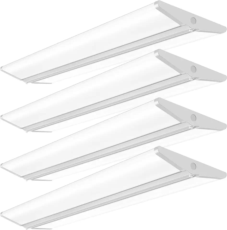 ANTLUX 72W 4FT LED Wraparound Light, Ultra Slim LED Shop Garage Lights Flush Mount, 8000 Lumens, 5000K, No Glare, 4 Foot Wrap Office Ceiling Lighting Fixture, Fluorescent Tube Replacement, 4 Pack