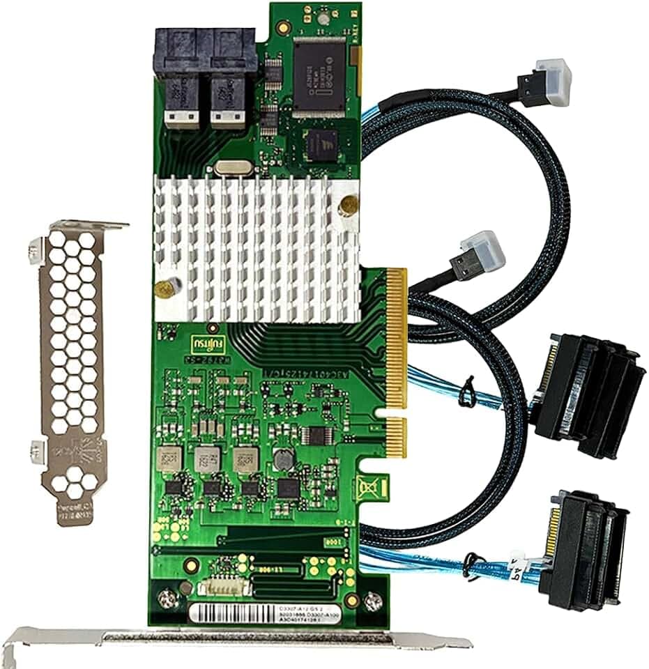 SAS HBA Card Compatible with LSI 9207 9300-8i IT Mode with SAS Cables