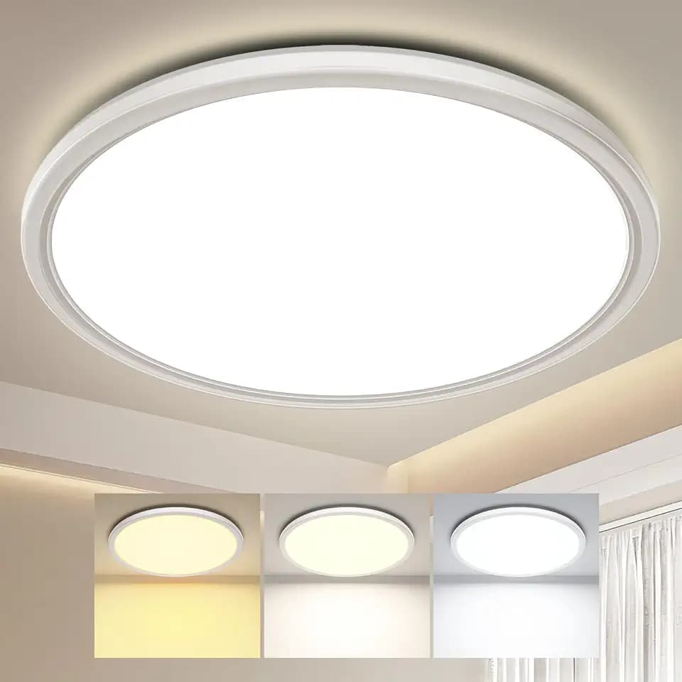 Deckenlampe LED Ultradünne Deckenleuchte mit Fernbedienung Dimmbar (3000K-6500K), 24W 2800LM, IP44 | Ø30cm (2,4cm) | Küchenlampe, Deckenleuchten Für Wohnzimmer, Schlafzimmer, Badezimmer