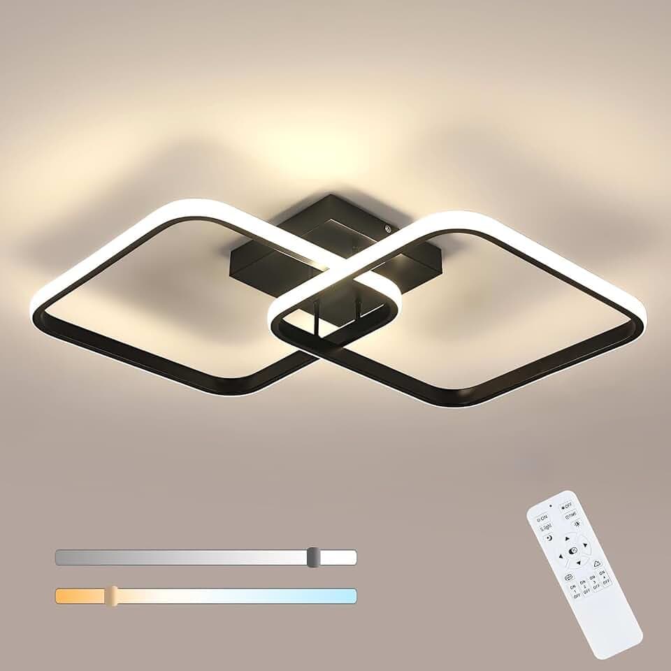 Toolight LED Deckenlampe Dimmbar 50W 3000-6500K Schwarz 59cm Schlafzimmer