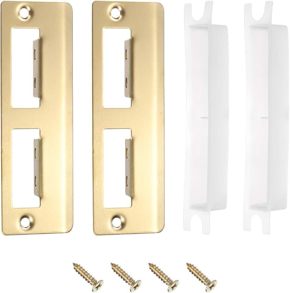 uxcell T Door Strike Plate, 2Pcs 128x42mm Latch Deadbolt Strike Plate, Gold