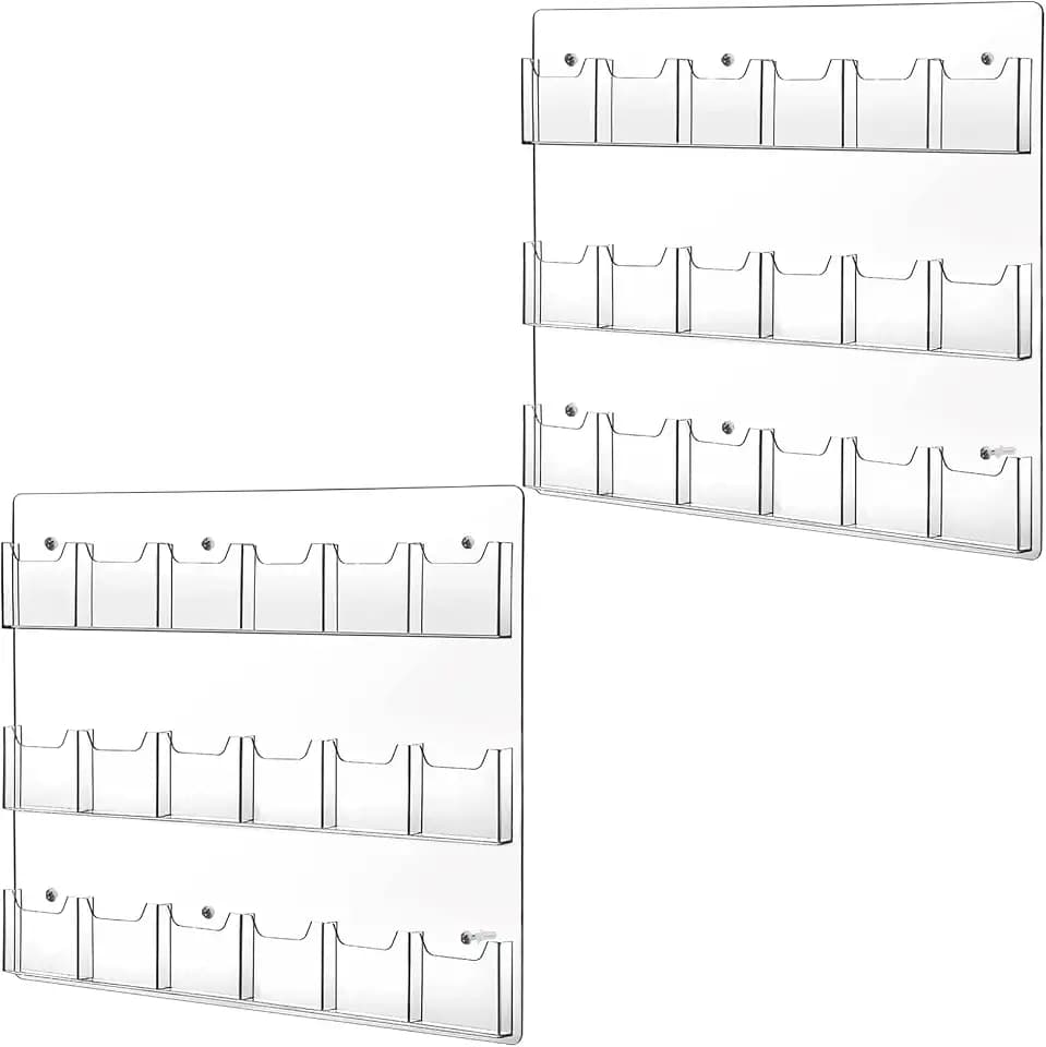 Eersida 2 Pack Acrylic Pamphlet Holder Wall Mount, 18 Pockets 25 x 22''