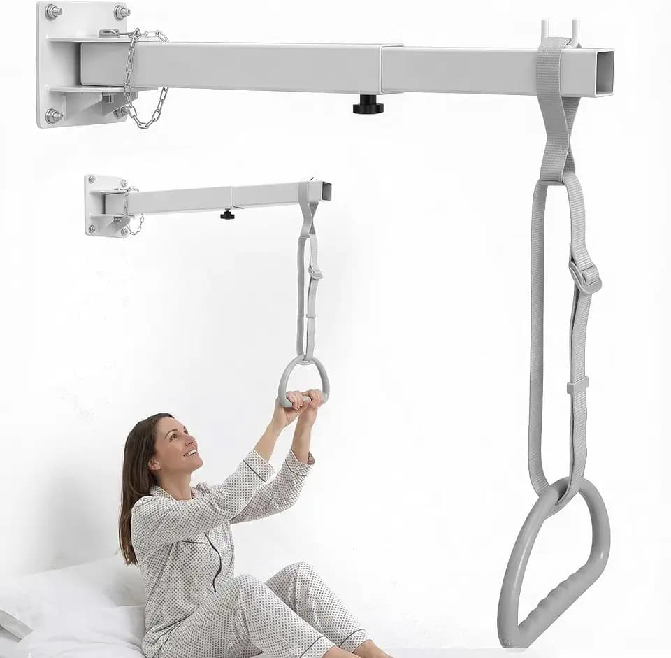 Trapezstange Galgen für Bett,180° Klappbar Höhenverstellbar bis 90 kg, Trapezgalgen für Senioren als Aufstehhilfe Bettlift für Mobilitätseingeschränkte zur Wandmontage Deckenmontage