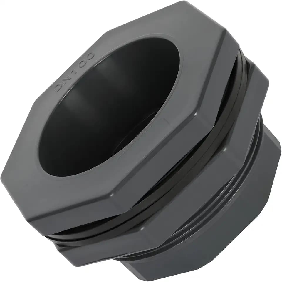 MARGAR 4“ Bulkhead Fitting for Tank, Industrial UPVC Water Tank Connector Adapter Fitting for Rain Barrels，Ponds，Pools，Aquariums