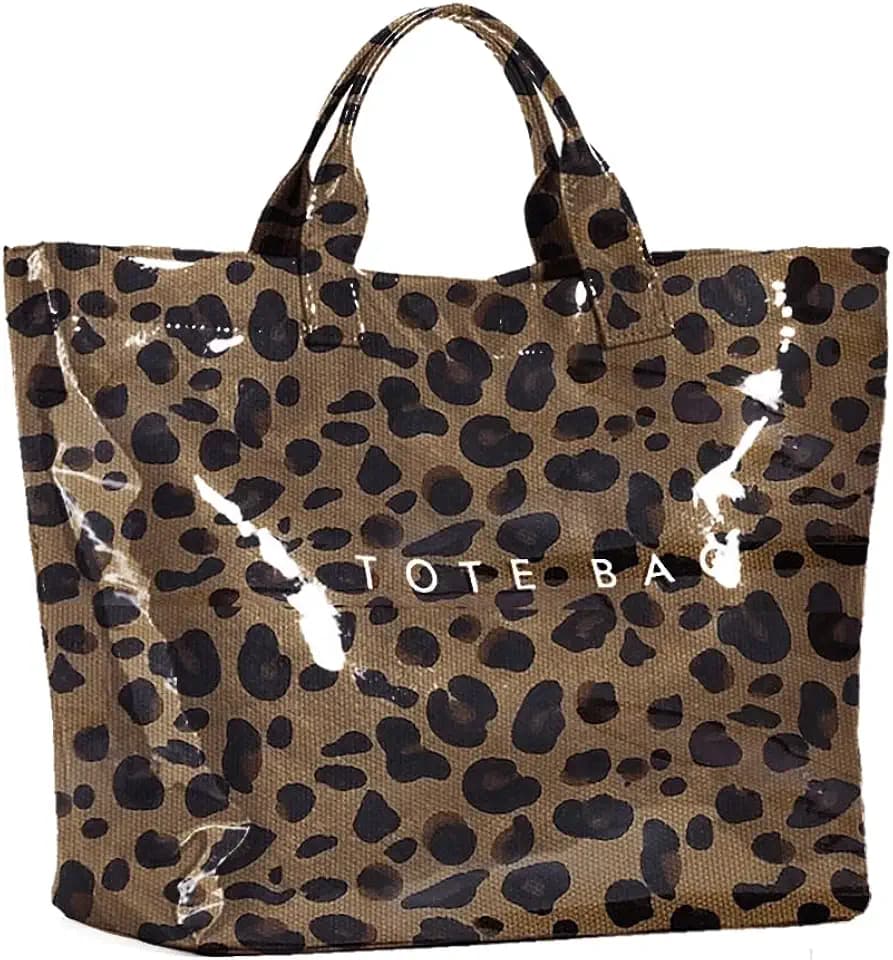 KAMEILONG Women's Large PVC Tote Bag Letters Print Handbags Paper Shoulder Bag Clear Shopping Hobo Bag