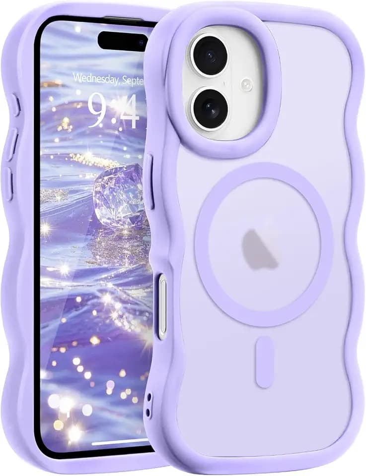 Pepmune for iPhone 17 Case Curly Wavy Frame Translucent, Lavender