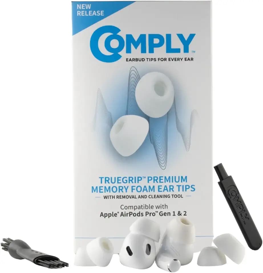 Comply TrueGrip Premium Memory Foam Replacement Ear Tips, White (S/M/L)