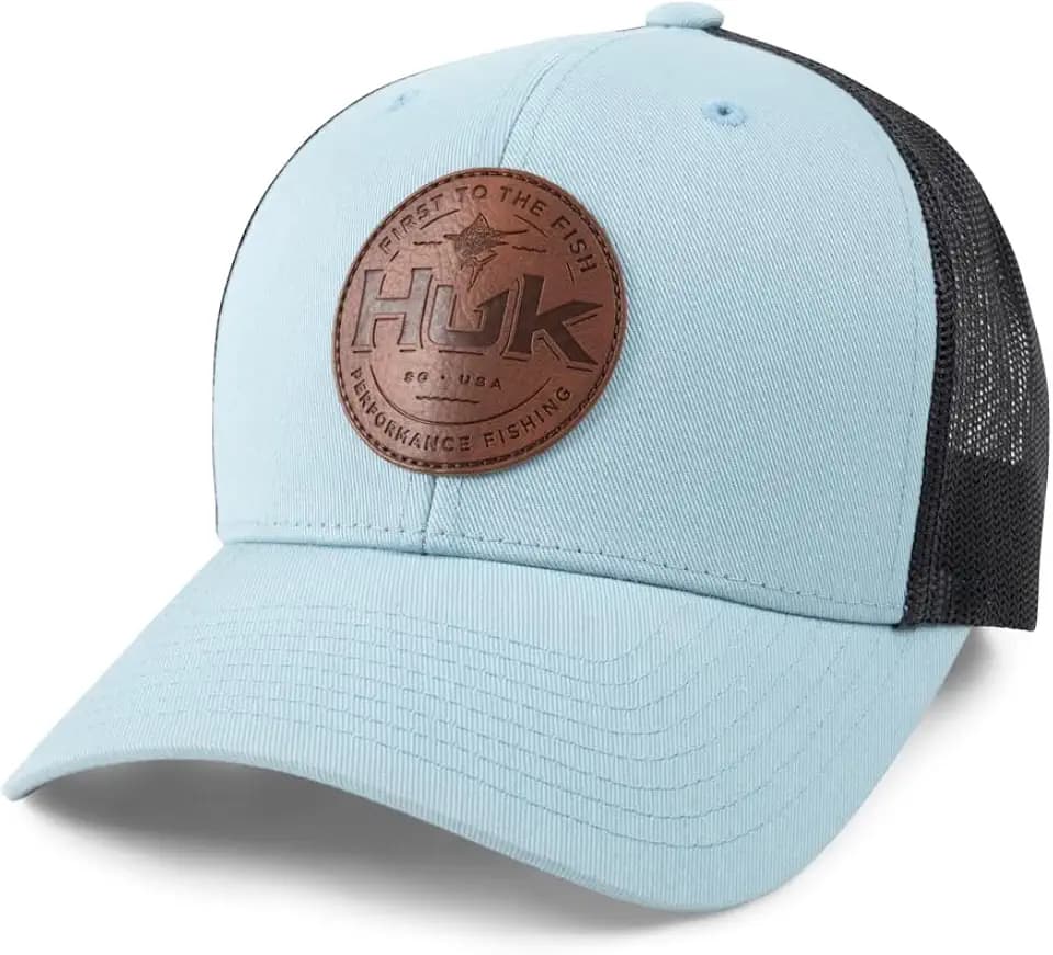HUK Men's Mesh Trucker Snapback Hat | Anti-Glare Fishing Hat