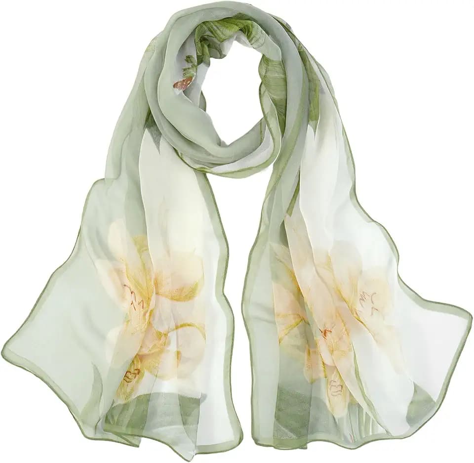 DAMILY Schal Damen Chiffon Tuch Seidenschal mit Punkte Muster leichter Vintage Halstuch Kopftuch stola