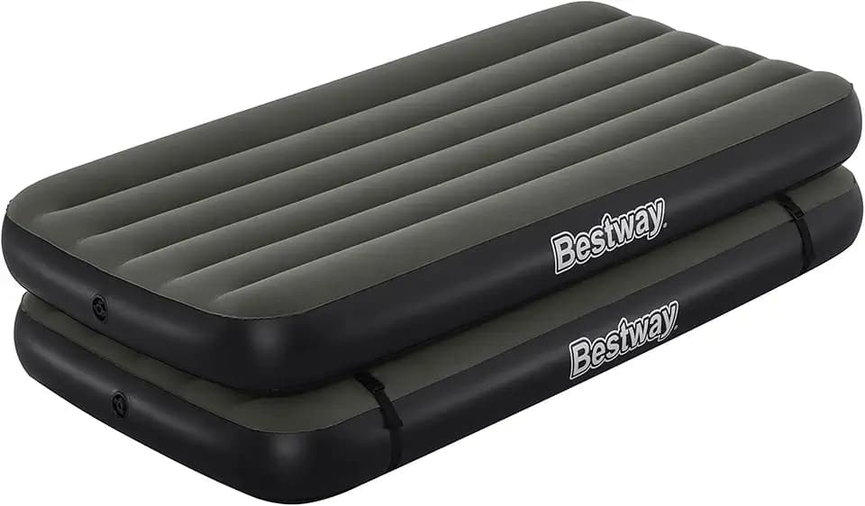 Bestway TriTech Connect and Rest 3-in-1 Luftmatratze | Reißfestes Material | Verstellbare Schnallen | Enthält 2 Matratzen | Grau Farbe | 188 x 99 x 25 cm