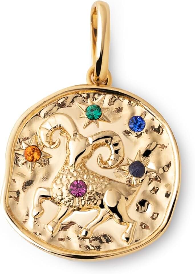 SINGULARU - Sternzeichen Charm. Messing mit 18 Kt Vergoldeter Beschichtung und Zirkonia. Schmuck für Damen.