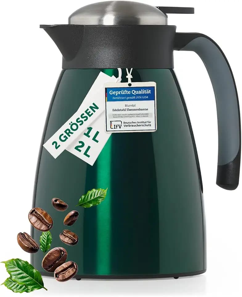 Blumtal Thermoskanne 1 Liter - ultra isolierend in duneklgrün