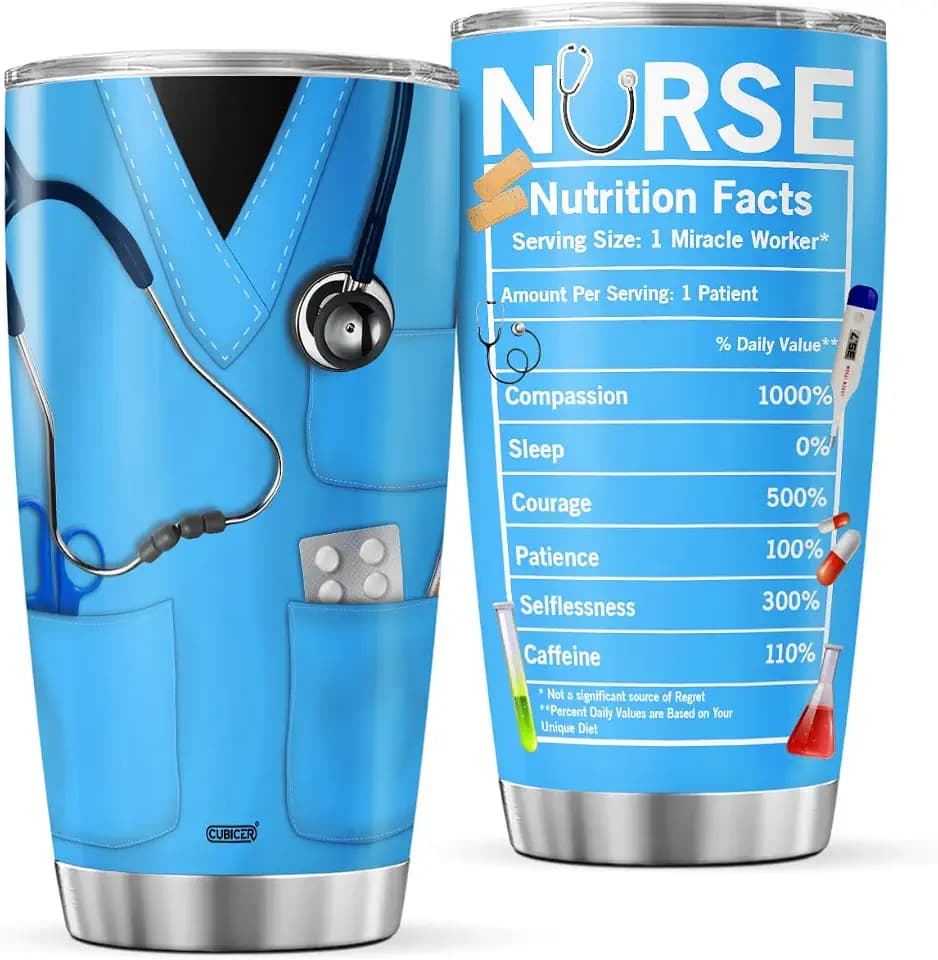 CUBICER School Nurse Coffee Tumblers Nurse Practitioner Appreciation Insulated Mug Cup Work Mugs Funny 20 Oz Travel Stainless Steel Tumbler Gifts For Women Christmas Birthday