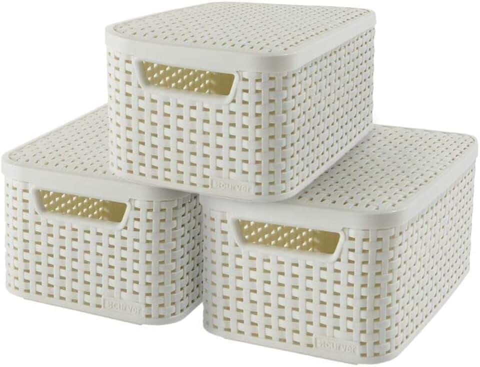 Curver Style Box S mit Deckel, 3er-Set, crème, 3x7L