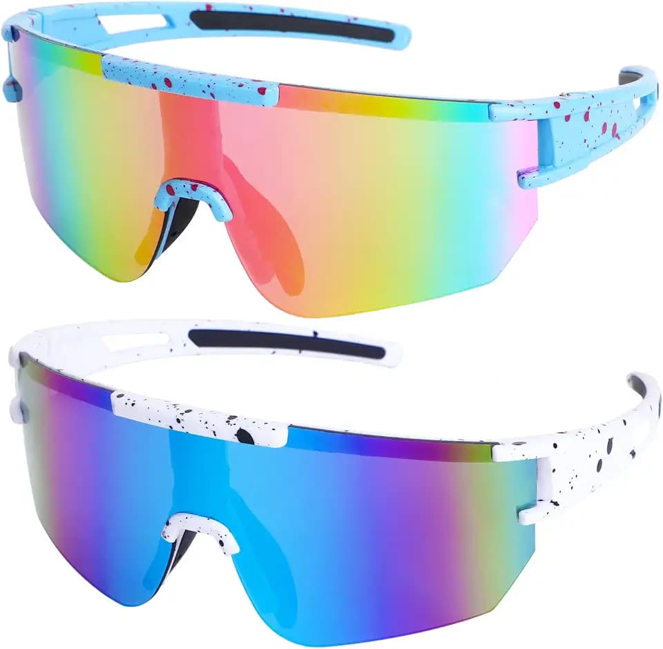 2 Stück Schnelle Brille, Fahrradbrille, Polarisierte Sport Sonnenbrille Fahrradbrille Winddicht UV 400 Schutzbrille für Radfahren Klettern Glof Freien