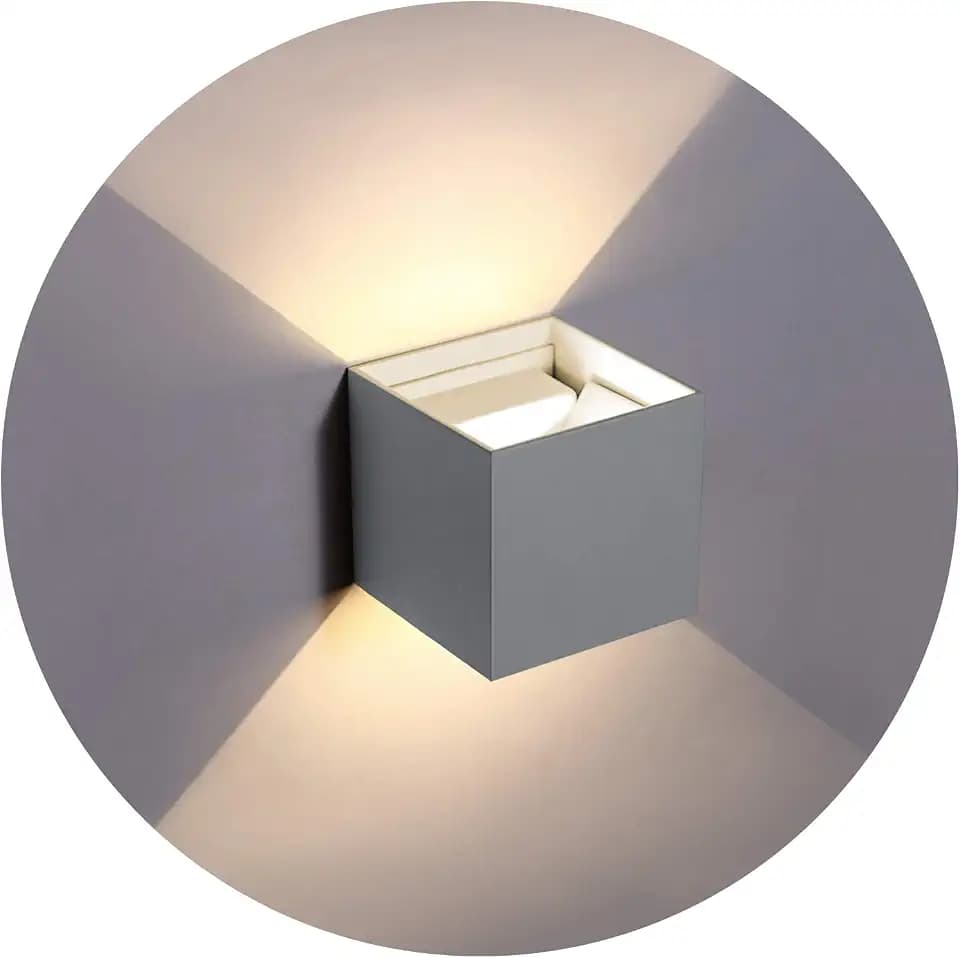 6W LED grau Led Wandleuchte indoor outdoor Wandlampe Wasserdicht Korridor garden Büro Flur Quadrat Wandbeleuchtung 660LM Quadrat Up & Down grau/warmweiß