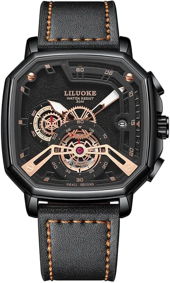 Mens Watches, Wrist Watches Luminous Design, Big Face Fashion Quartz Black Watch 30ATM, Casual Watch for Men Unique Gifts for Men