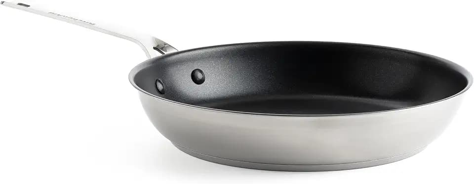 KitchenAid Stainless Steel Bratpfanne (28cm), PFAS-freie gesunde keramische Antihaftbeschichtung, beschichtet, Induktionsgeeignet, backofengeeignet, spülmaschinenfest, Silber