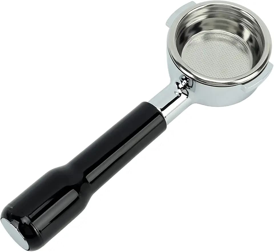 Kaffee Siebträger, 58 Mm, E61, Einlagiger Filter, Bodenloser Hand Siebträger, Abnehmbares Kaffeemaschinen Ersatzteil aus Aluminiumlegierung mit Edelstahl Filterkorb (BLACK)