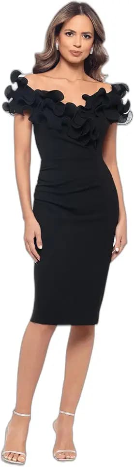 Xscape Women's Xscape Women's Velvet Sweetheart Neck Off Shoulder Leg Slit Floor Length Dress