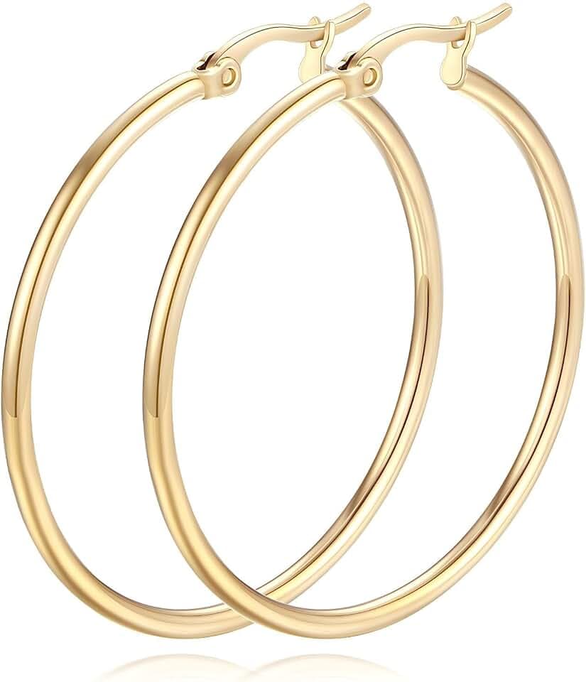 14K Gold Hoop Earrings for Women Simple Design and Timeless Elegance Gold Earring Womens