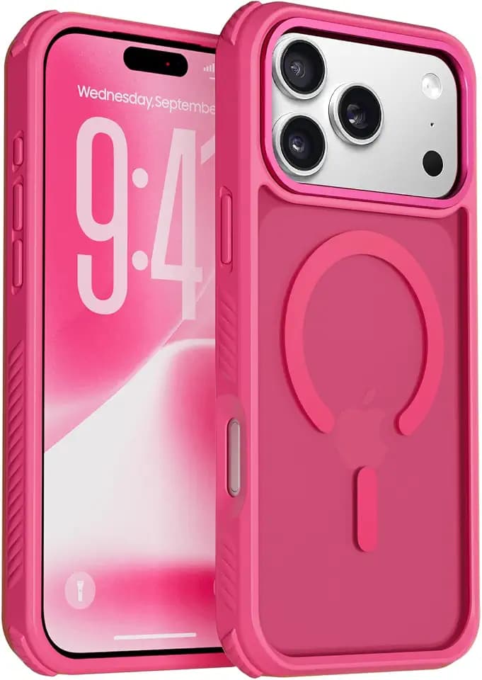 Shockproof Magnetic for iPhone 18 Pro Case & 17 Pro Case, Hot Pink