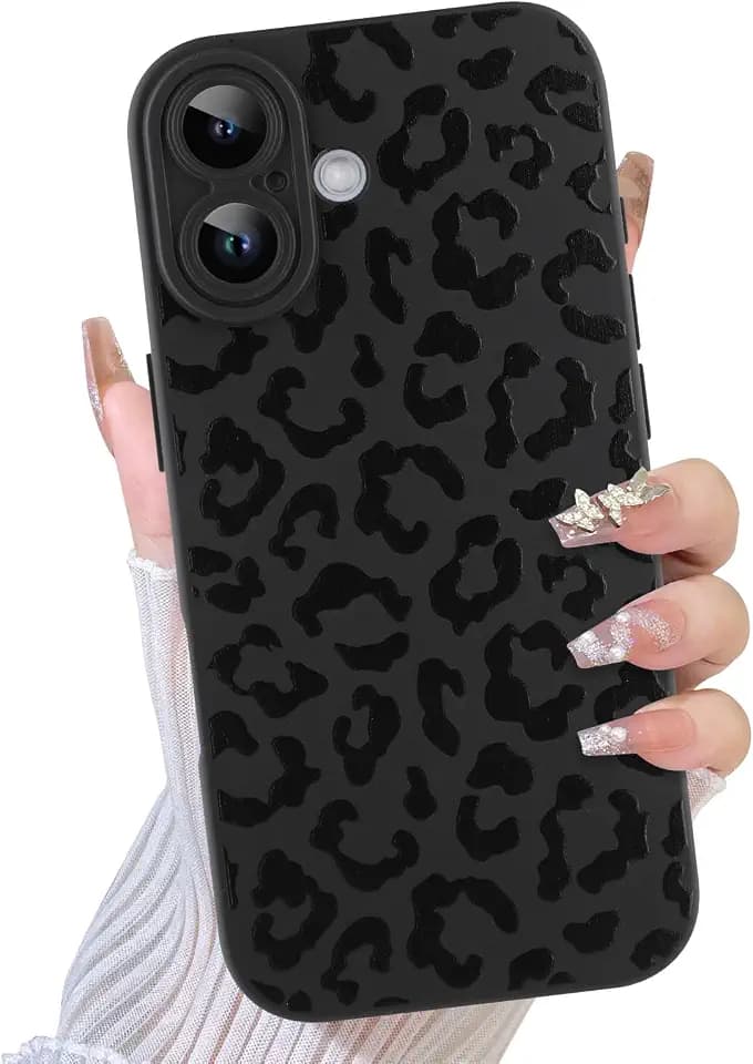 TEAUGHT Compatible with iPhone 17 Case 2025 Leopard -Black