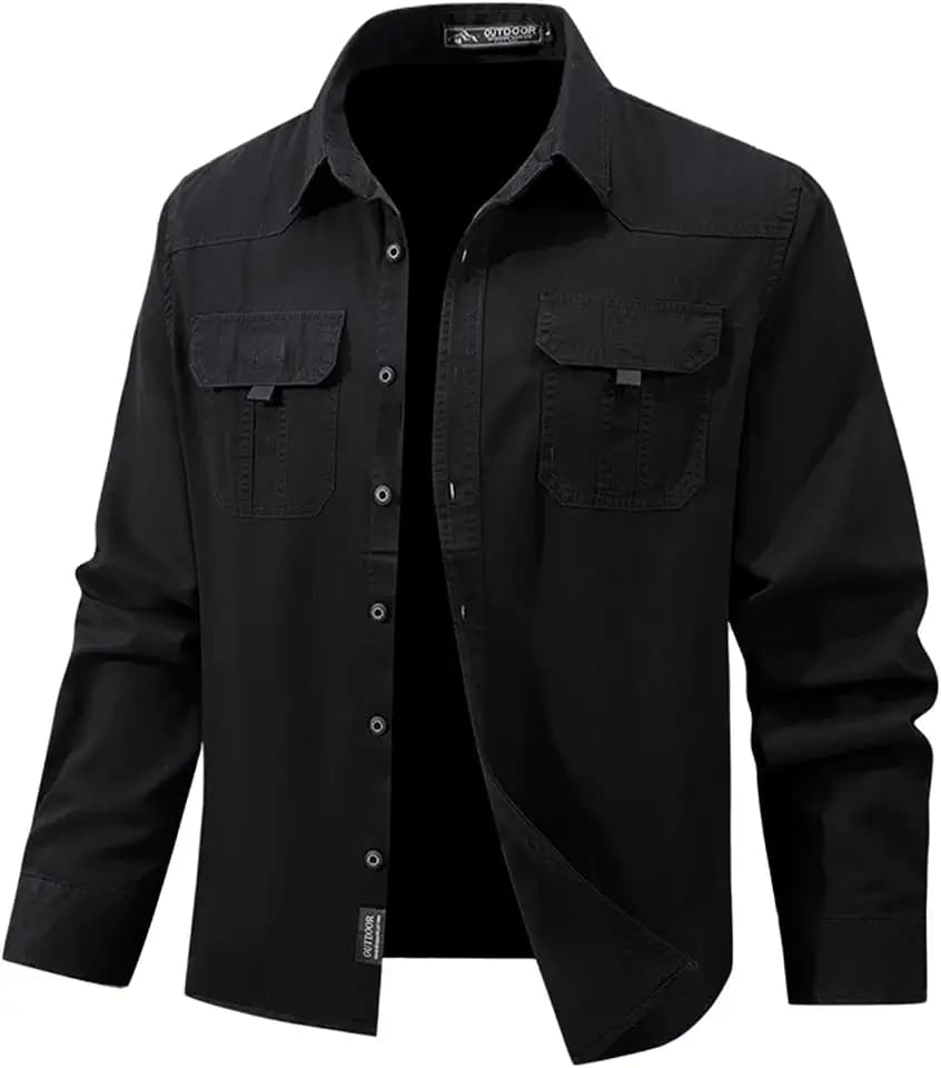 Flygo Long Sleeve Work Shirts for Men Casual Cotton Button Down Shirt