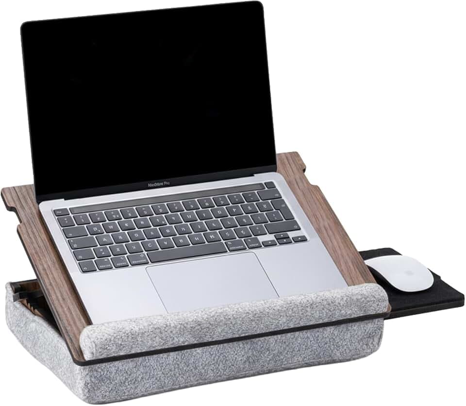 Vigo Wood Laptopkissen - Laptray mit Kissen, Laptop Tisch für Sofa, Lap Desk , Verstellbarer Ständer für Bett, , Tray (Walnuss)