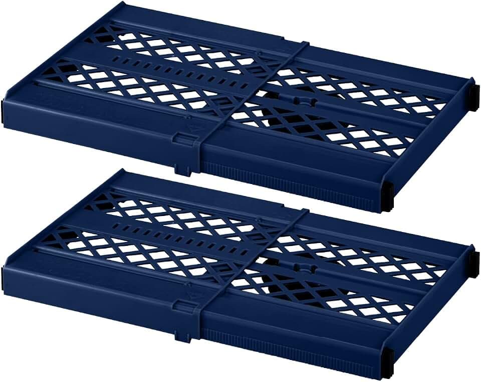 LockerMate Adjust-A-Shelf Locker Shelf, Extends to Fit Your Locker, Easy to Use, Perfect for School, Office, Gym, Blue, 2-Pack