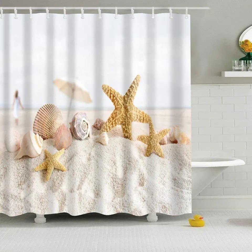 X-Labor Bunt Baum Duschvorhang Anti-Schimmel Wasserdicht Polyester Textil Stoff Badewannevorhang Shower Curtain 180 * 200cm (BxH), Seestern