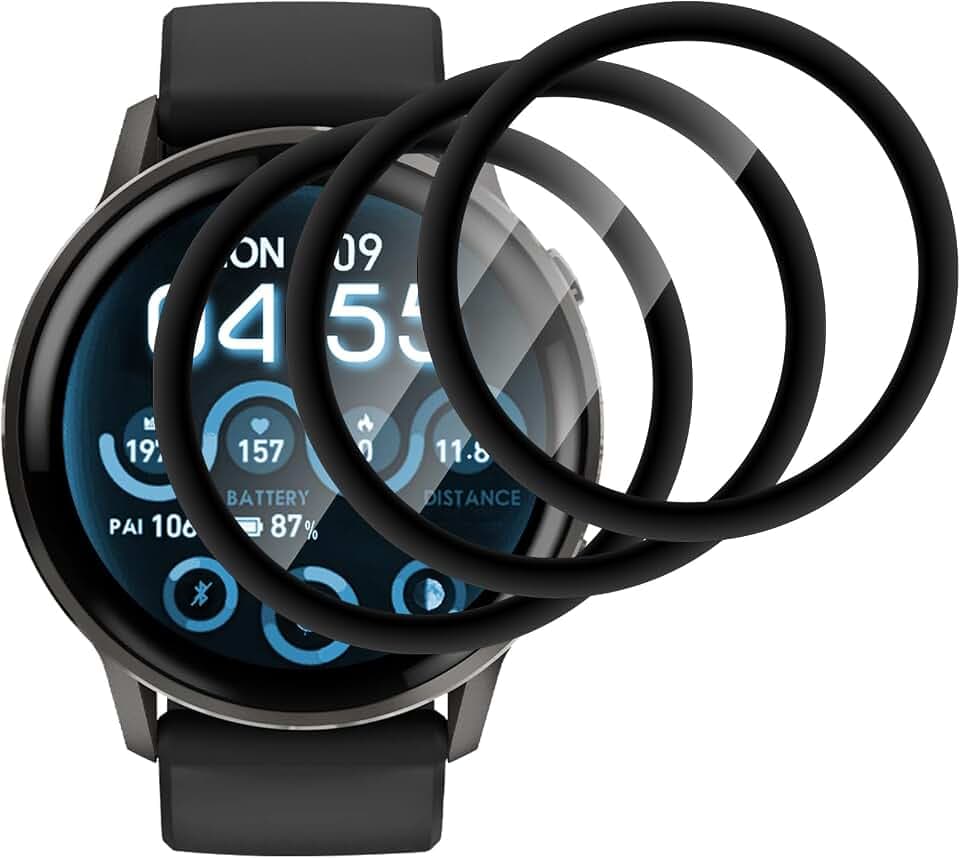 IQShield Panzer Schutz Glas Kompatibel mit Garmin Venu 4 45mm, HD Panzer Schutzfolie, 3D Runde Kante Displayschutz, Touch Sensitive, Blasenfest Schutzglas, Anti-Kratzer Panzerfolie - 3 Stück