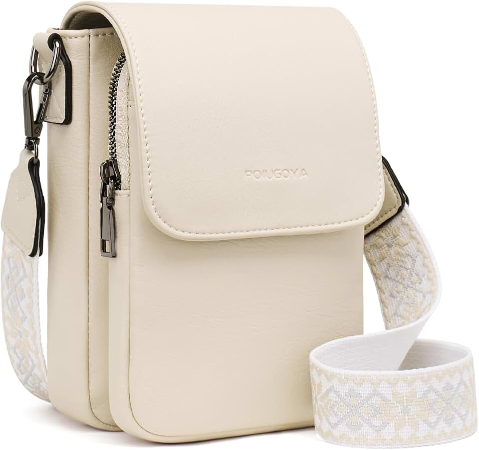 POIUGOYA Small Vegan Leather Crossbody Purse for Women, Cell Phone Purse