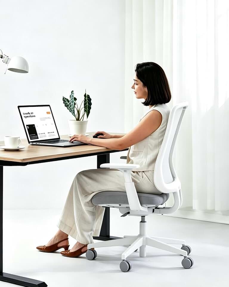 ProtoArc Flexer Ergonomic Office Chair with Slide Seat for Women, White