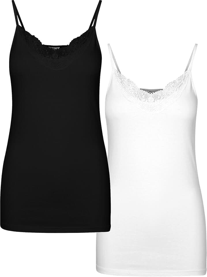 VERO MODA PETITE Damen Vminge Lace Singlet 2-pck Noos Petite Top (2er Pack)