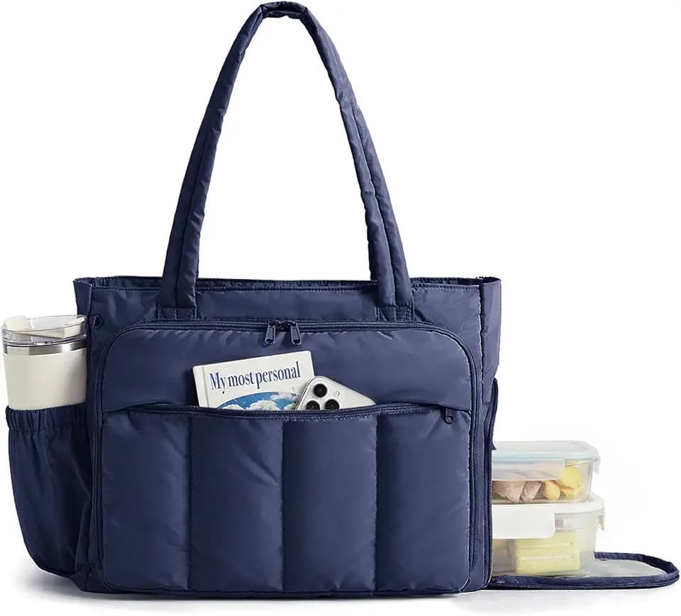BAGSMART Puffer Tote Bag for Women, 21L/26L Work Tote Shoulder Handbag