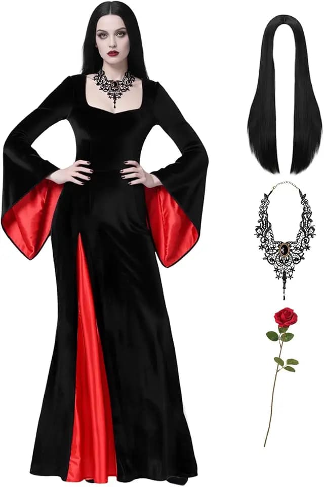 Adult Halloween Costume for Women Black Gothic Dress for Role Cosplay