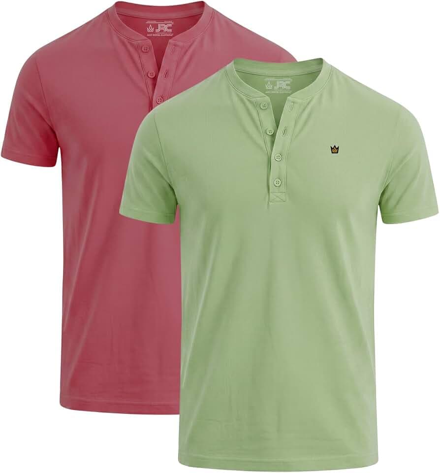 2er-Pack Herren-Henley-T-Shirts mit halben Ärmeln, leichte Henley-Oberteile