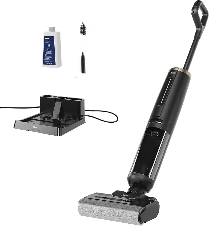Hoover HW3 Plus 2in1 kabelloser Nass- und Trockensauger und Saugwischer für empfindliche und Harte Böden - 40 min Laufzeit, Anti-Hairwrap-Funktion, Auto-Clean mit Heißlufttrocknung